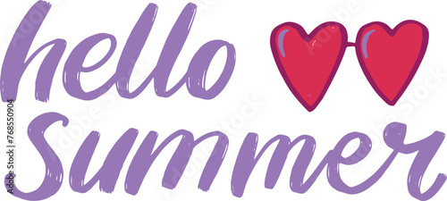 hello summer lettering and illustration