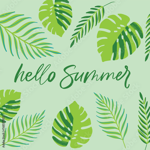 hello summer lettering and illustration