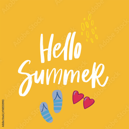 hello summer lettering and illustration