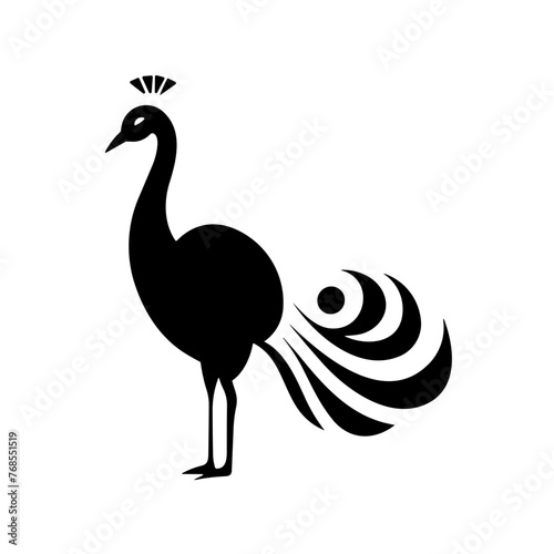 Simple peacock isolated black icon