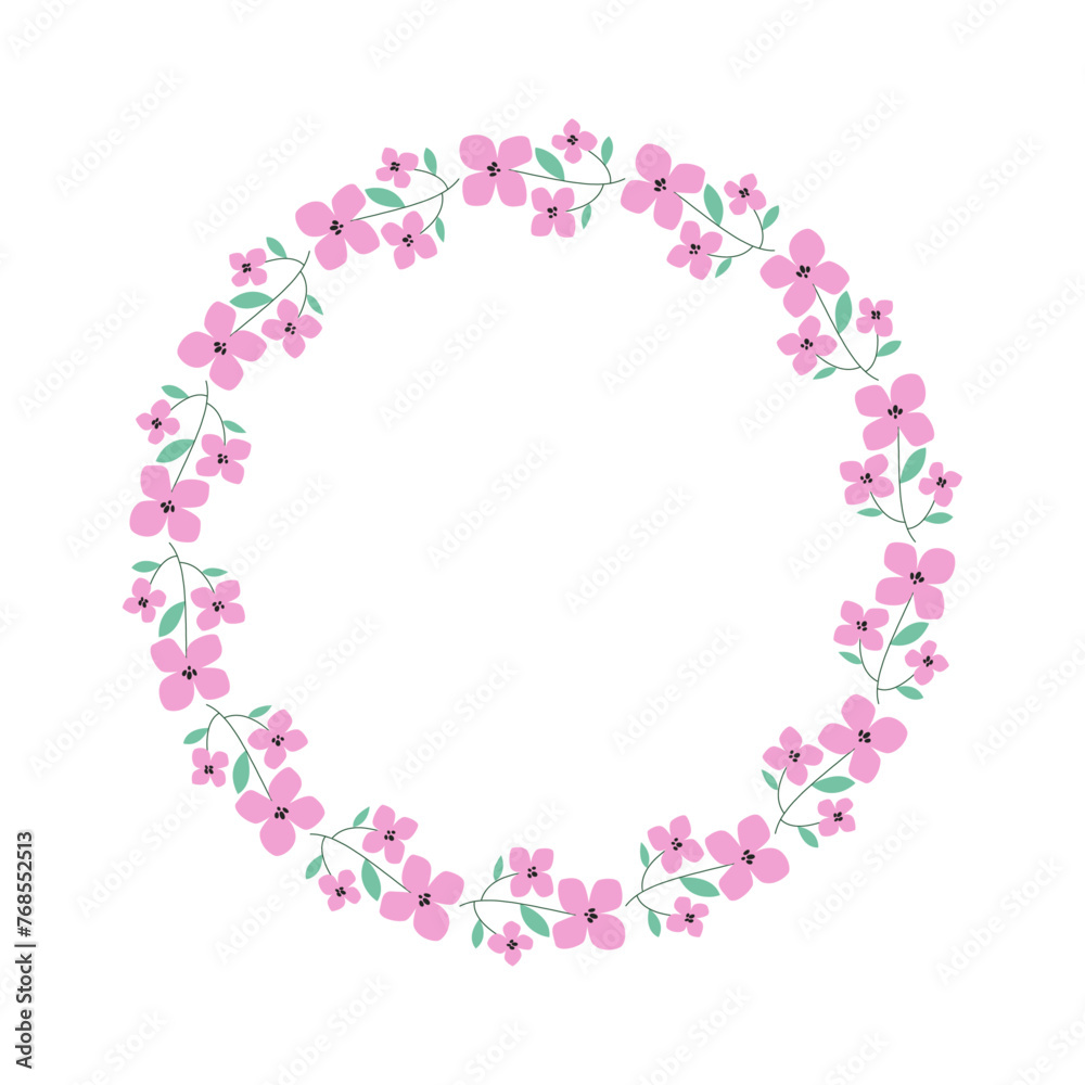 vector hand-drawn spring floral frame concept