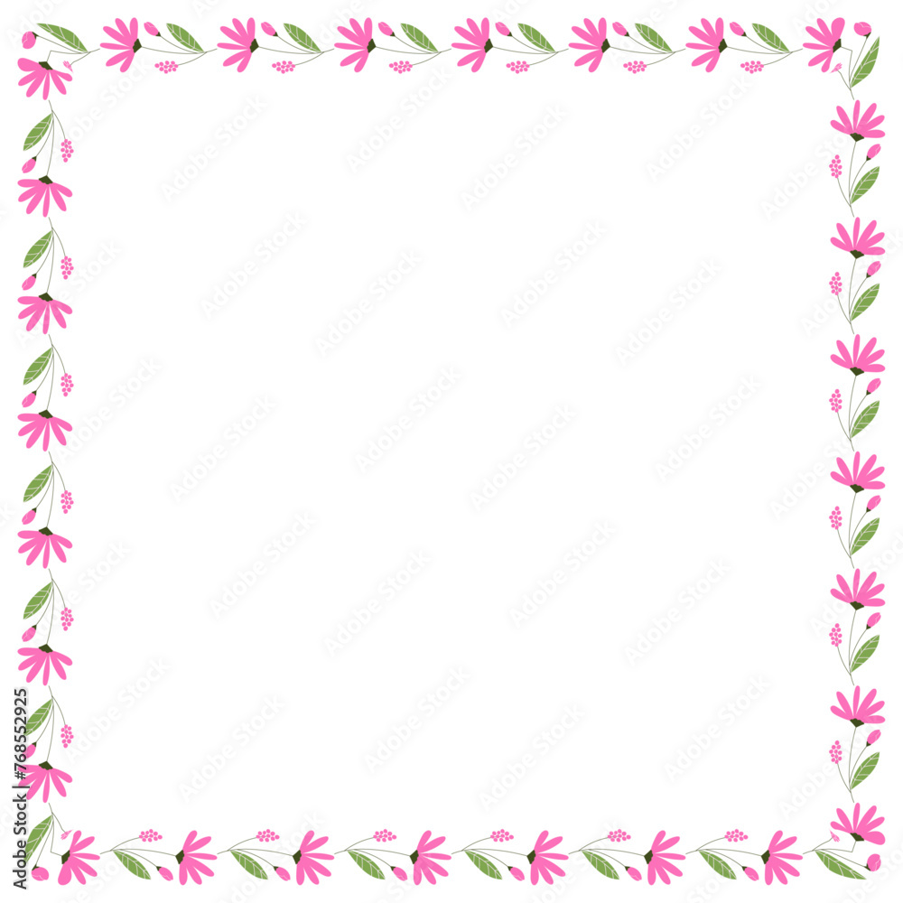 vector hand-drawn spring floral frame concept