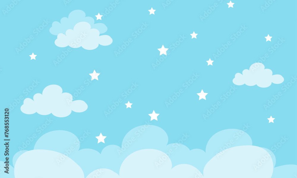 vector cloudy sky background in flat style