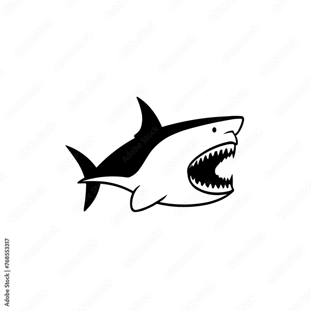 Obraz premium Simple shark isolated black icon