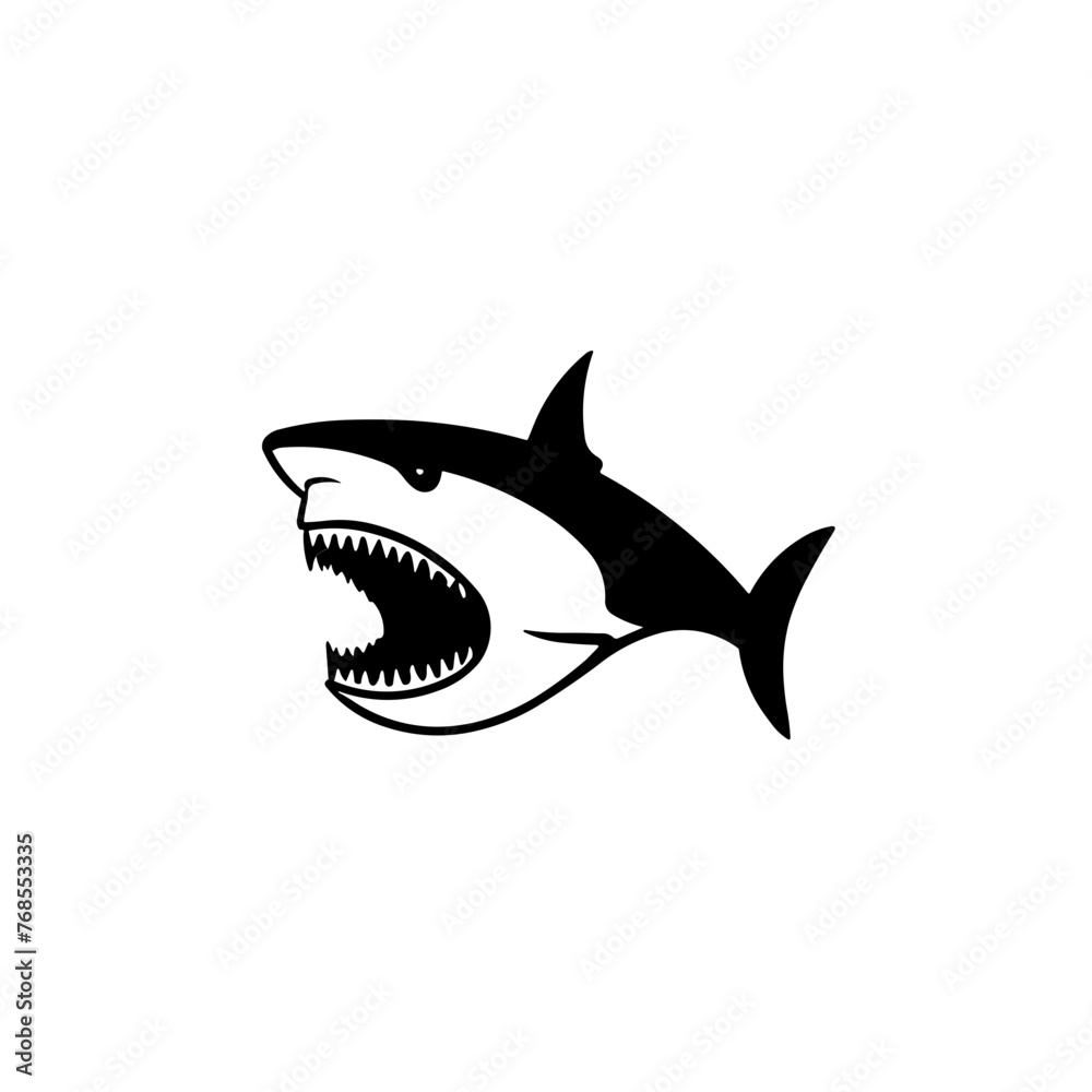 Simple shark isolated black icon Simple shark isolated black icon