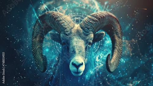 Twelve zodiacs concept. Horoscope Aries zodiac sign. © Lubos Chlubny