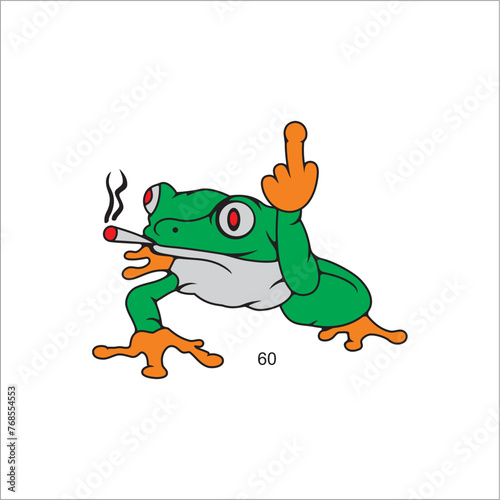 Green frog frog vector raising hand for being called for roll call 