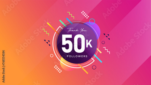 congratulation design for content creators 50 followers. thank you 50K followers. template for social media and web