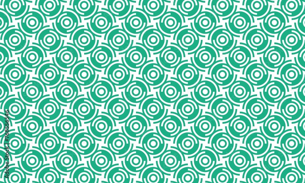 Seamless vector pattern with thick outlined circles in green. Stylish geometric texture. Modern abstract background.