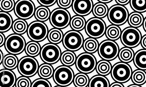 Seamless vector pattern with black bold outlined circles. Stylish geometric texture. Modern abstract background.