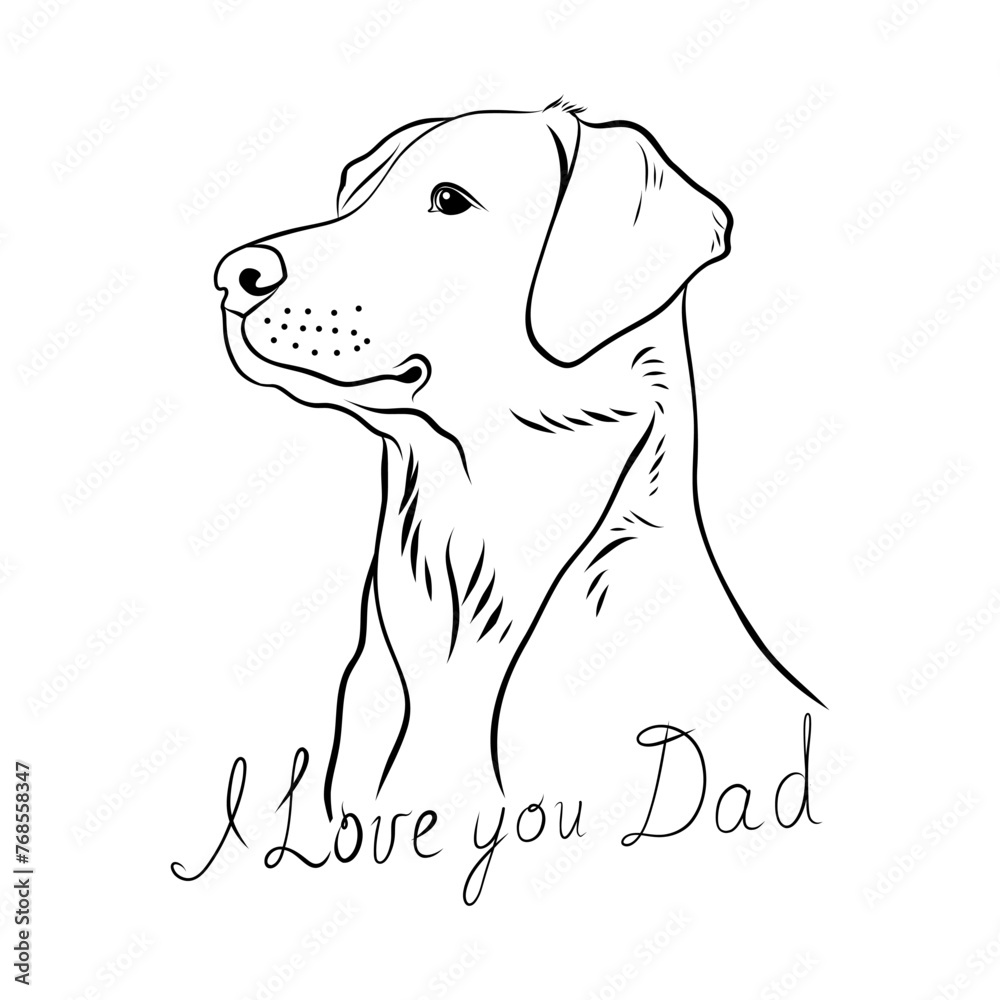 Fototapeta premium Vector drawing,tattoo,line sketch of dog head