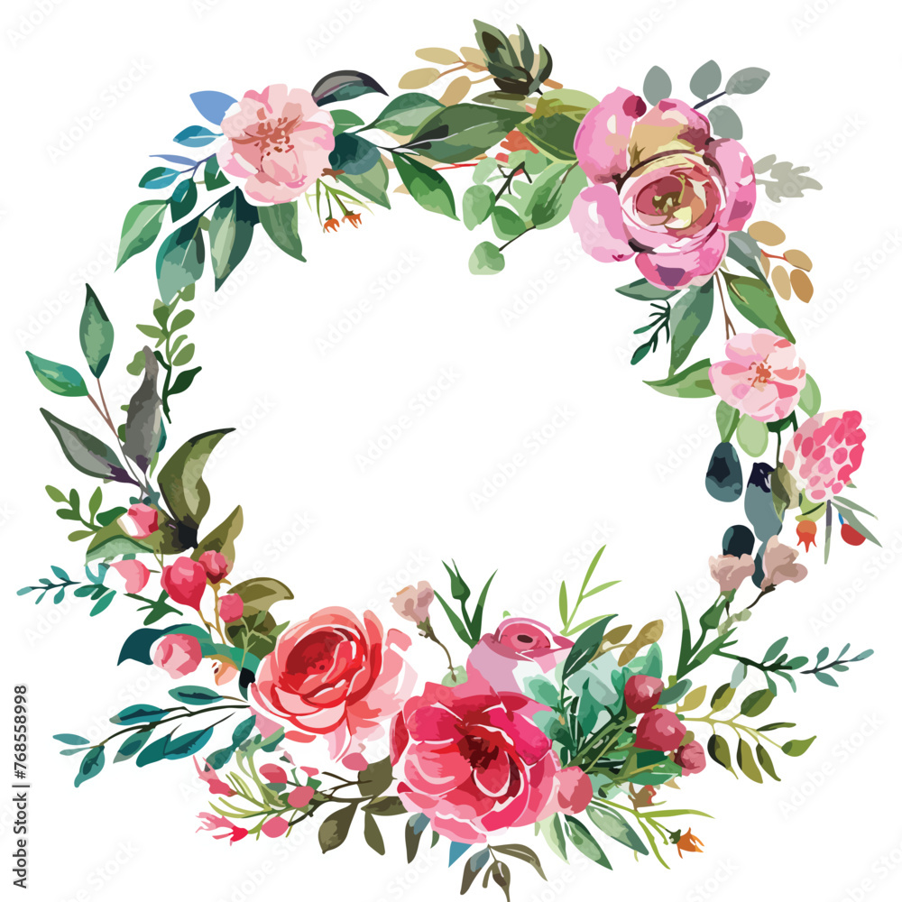 Watercolor Floral Wreath Clipart clipart isolated on