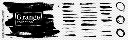 Ink grunge. Creative vector set of design elements grunge stripes and brush strokes. Black marks and strokes with brush or charcoal. Grunge texture of artistic brush strokes, lines, marks and strokes