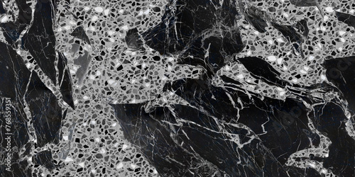 black marble and terrazzo texture, polished digital tile surface for floor tile