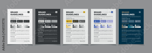 A4 Brand Guidelines Poster Layout Set, Simple style and modern Brand Guidelines, Brand identity Template.