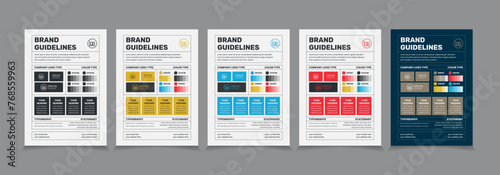 A4 Brand Guidelines Poster Layout Set, Simple style and modern Brand Guidelines, Brand identity Template. photo