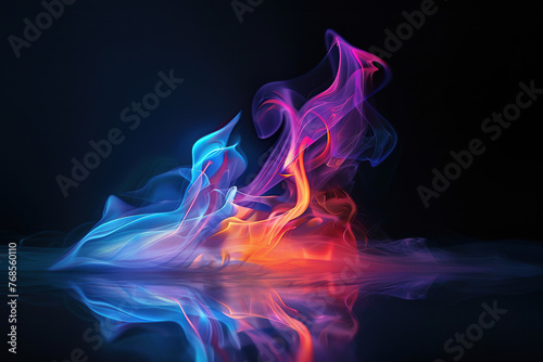 close up image of a colourful burning flame glowing on a dark background