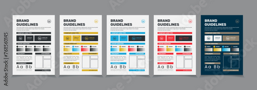 A4 Brand Guidelines Poster Layout Set, Simple style and modern Brand Guidelines, Brand identity Template.
