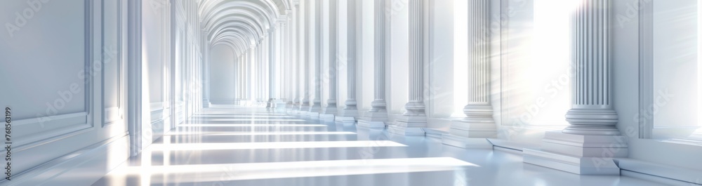 long white corridor with arches, blurred background long white corridor with arches, blurred background