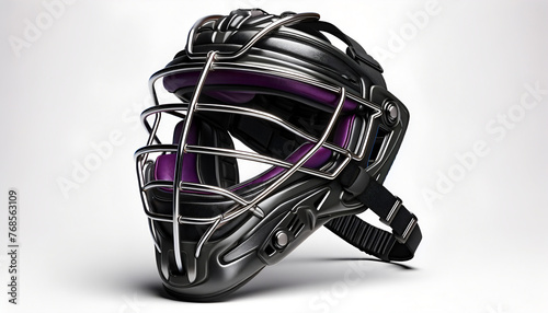 Softball Faceguard: 3D Rendered Image with Sleek Design, Softball Protective Gear: 3D Render with Glossy Black Frame, Softball Safety Equipment: 3D Rendered Image with Sleek Design
