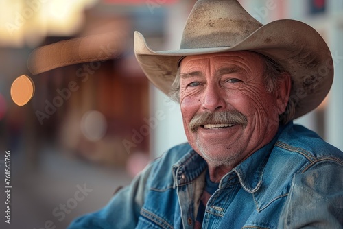 Portrait of a Senior American Cowboy - A Smiling Man from the USA