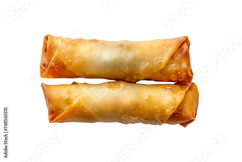 Two Traditional Chinese Spring Rolls isolated on transparent or white background, png