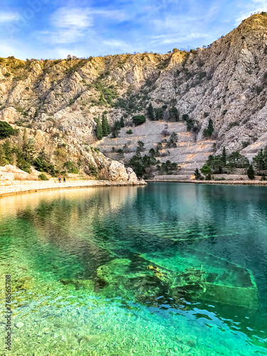Uvala Zavratnica cove Croatia hrvatska turquoise sea clear water sunken ship clear sky sunny day hiking trail
 photo