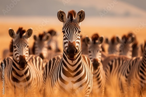 Zebras with bold stripes in african habitat  showcasing distinctive patterns in the wilderness