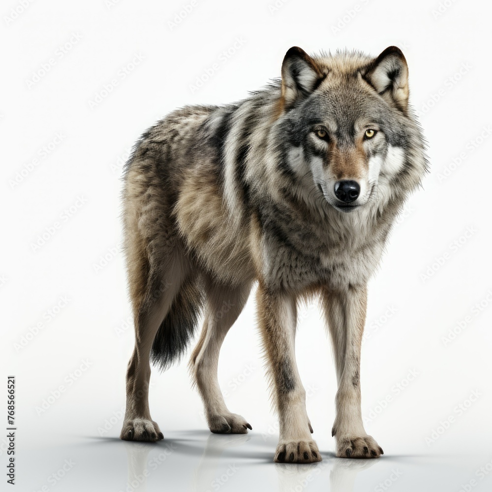 Fototapeta premium Lonely Gray Wolf on white background