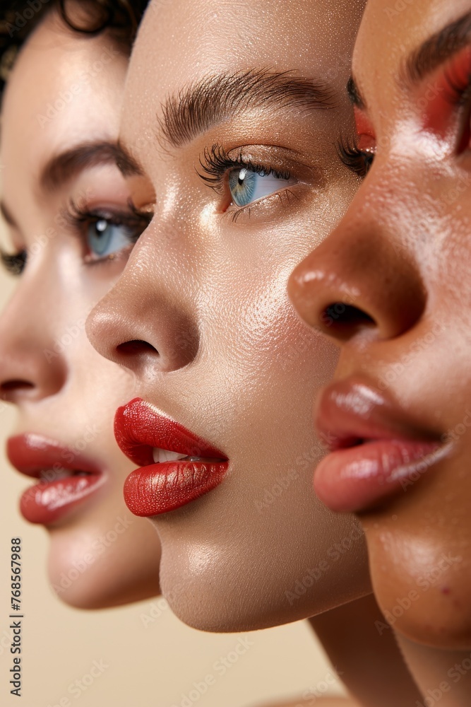 Women faces in different skin tones