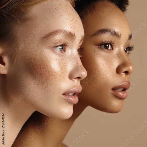 Women faces in different skin tones © Yulia Furman