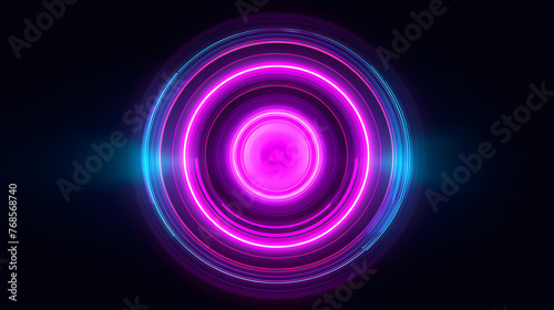 Digital circular neon light abstract graphic poster web page PPT background