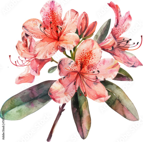 Rhododendron flower watercolor isolate illustration vector. photo