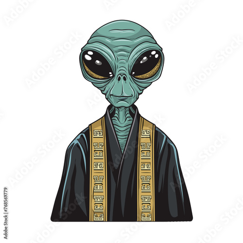 An alien-like cartoon with a massive brain, big eyes