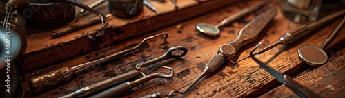 A vintage-inspired photo of classic dental tools evoking the history and evolution of dentistry