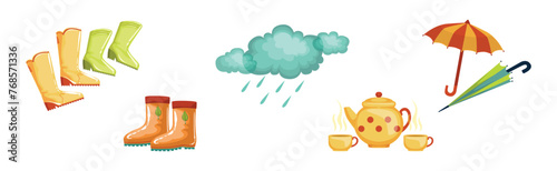 Autumn Season Object and Element Colorful Vector Set