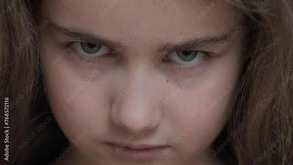 Sad Thinking Curiosity Child Looking at Camera. Face Eyes Serious Contemplative Girl. Portrait of Upset Schoolgirl With Sadness, Bad Mood. Depressed Face. Negative Suppressed Emotions in Childhood. Sad Thinking Curiosity Child Looking at Camera. Face Eyes Serious Contemplative Girl. Portrait of Upset Schoolgirl With Sadness, Bad Mood. Depressed Face. Negative Suppressed Emotions in Childhood.