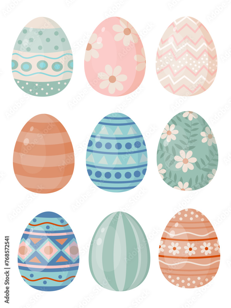 Vector cartoon set with Easter eggs