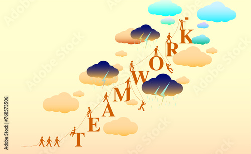 Teamwork concept business success illustration.
