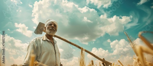 A farmer from southern Upper Egypt carries an ax and cultivates my field