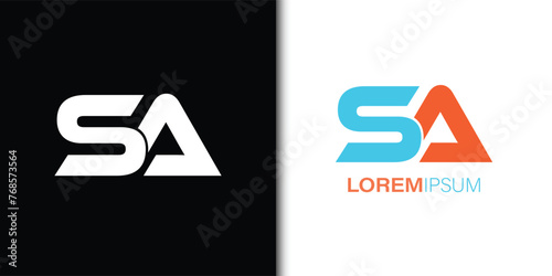 S A Logo. SA Letter Design Vector with Orange Color.