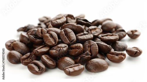 White background with isolated coffee beans