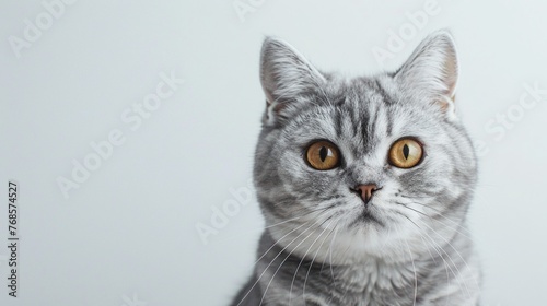 Cute cat on white background with space for text. © RMTH