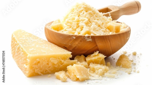 An image of parmesan cheese on a white background