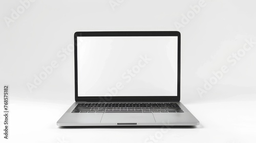 On white, there is a blank screen on a laptop