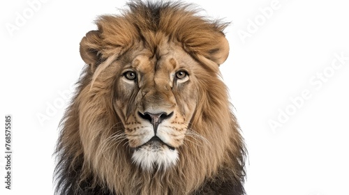 Photograph of a male lion (4.25 years old) - Panthera leo against a white background