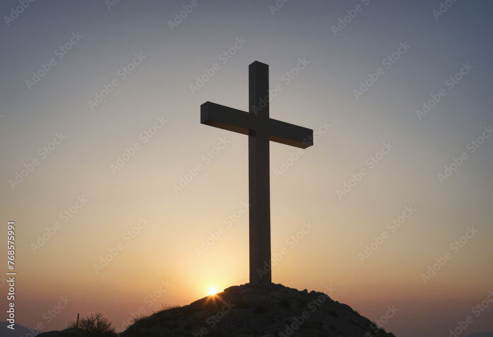 The Cross at Sunrise colorful background