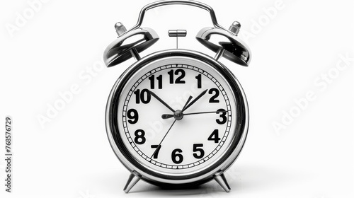 The alarm clock is isolated on a white background