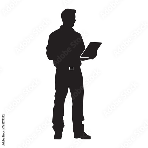 Professional with clipboard silhouette clipart on a white background