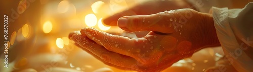 Close up on a reflexology treatment in progress focusing on the therapeutic touch for stress relief and healing photo